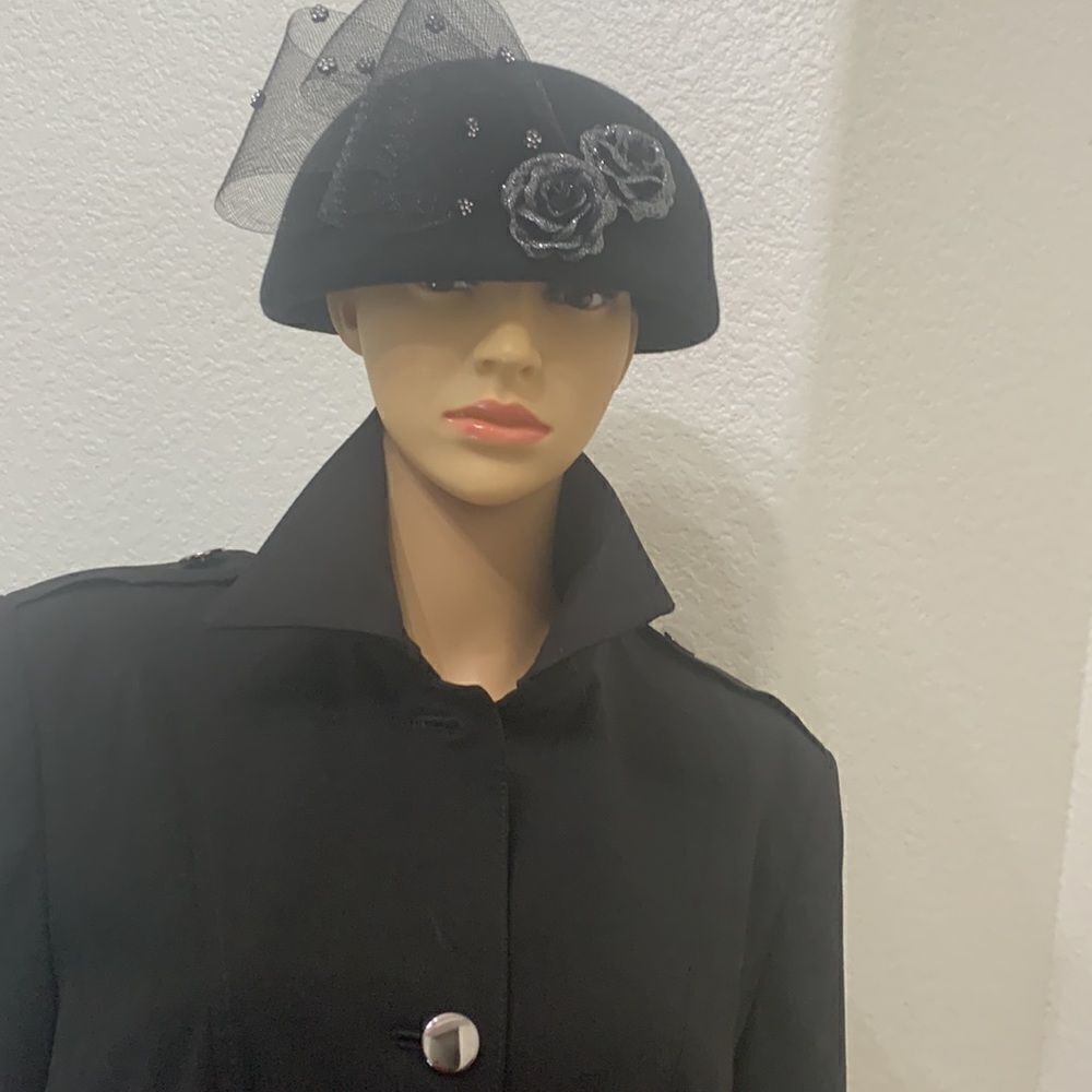 Worthington Works Stretch Separates Size 8 Silver Button Front Black Trench Coat - Picture 4 of 15